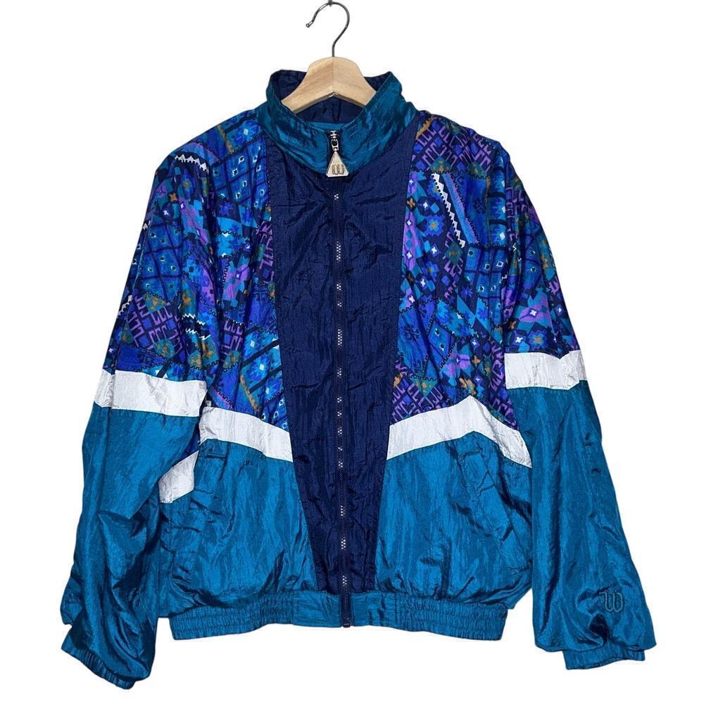 Wilson’s Vintage 90s Retro Windbreaker/Jacket Blue Purple Size Medium